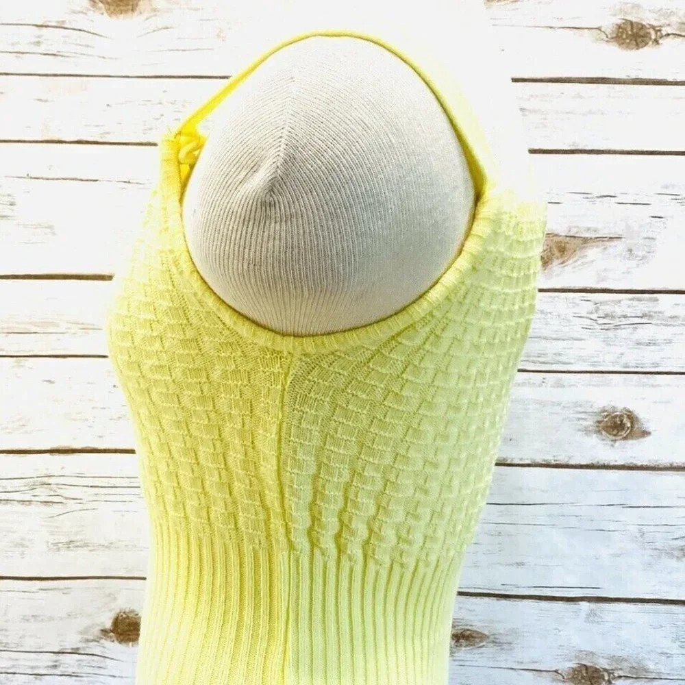 Women Sleeveless Pull Over 100% Acrylic Fiber Yellow Knitted Top Size Small Qua - Picture 11 of 12